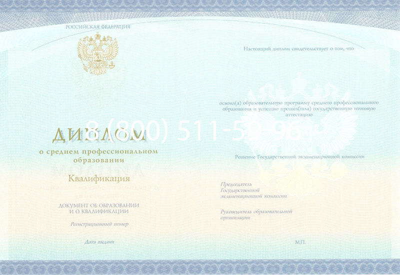 Купить Диплом колледжа (Спецбланк) 2014-2024 года в Ставрополе